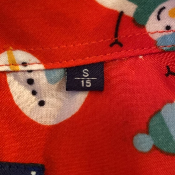 Simon Banks Festive Holidays L/S Snowman Button Down Shirt Red White Sz SMALL - Picture 8 of 9